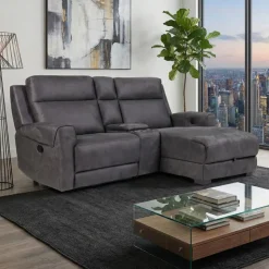 Modular Reclining Loveseat, Chaise with Storage, Console with Cup Holders, and USB/USB-C Ports - 3 pcs Dark Grey Best