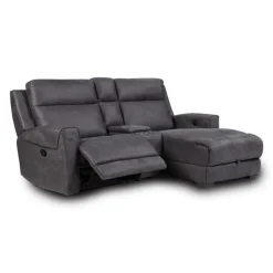 Modular Reclining Loveseat, Chaise with Storage, Console with Cup Holders, and USB/USB-C Ports - 3 pcs Dark Grey Best