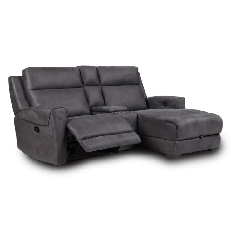 Modular Reclining Loveseat, Chaise with Storage, Console with Cup Holders, and USB/USB-C Ports - 3 pcs Dark Grey Best