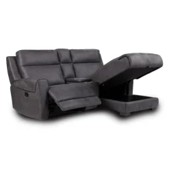 Modular Reclining Loveseat, Chaise with Storage, Console with Cup Holders, and USB/USB-C Ports - 3 pcs Dark Grey Best