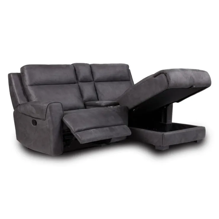 Modular Reclining Loveseat, Chaise with Storage, Console with Cup Holders, and USB/USB-C Ports - 3 pcs Dark Grey Best
