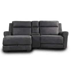 Modular Reclining Loveseat, Chaise with Storage, Console with Cup Holders, and USB/USB-C Ports - 3 pcs Dark Grey Outlet