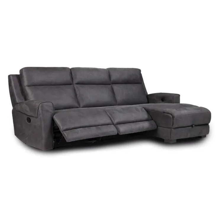 Modular Reclining Loveseat, Chaise with Storage, Console with Cup Holders and USB/USB-C Ports - 3 pcs Dark Grey Discount
