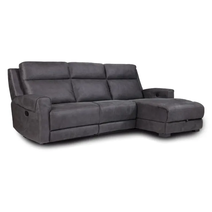 Modular Reclining Loveseat, Chaise with Storage, Console with Cup Holders and USB/USB-C Ports - 3 pcs Dark Grey Discount