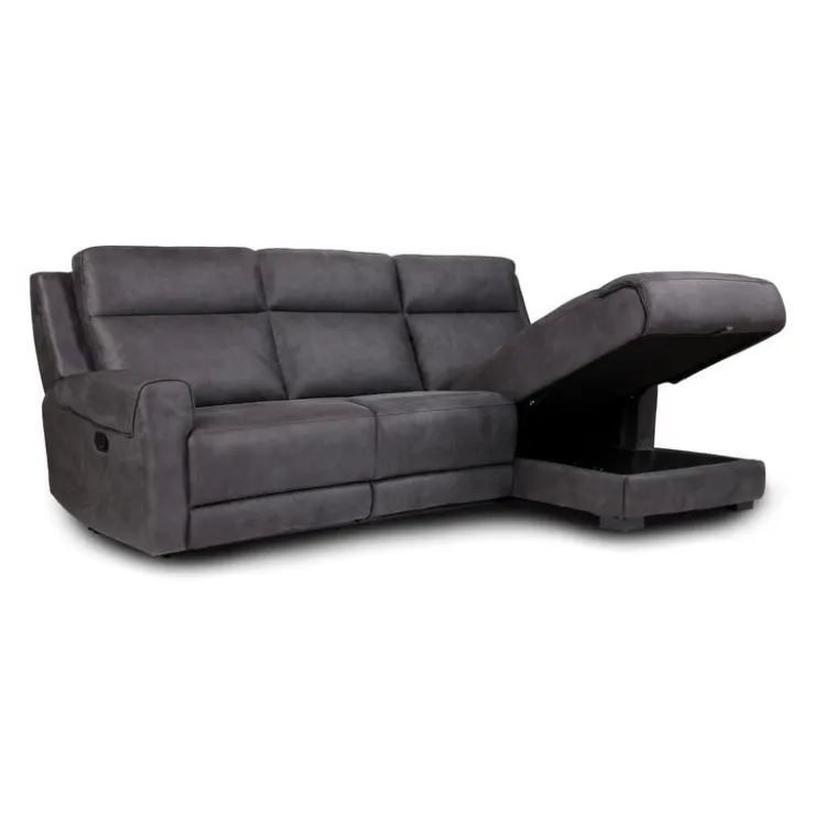 Modular Reclining Loveseat, Chaise with Storage, Console with Cup Holders and USB/USB-C Ports - 3 pcs Dark Grey Discount
