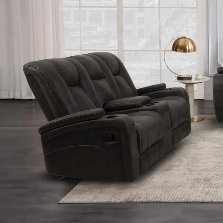 Modular Reclining Loveseat with Console - 3 pcs Grey/Black Online