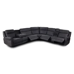 Modular Reclining Sectional with Fold-Down Seat, Console, Cup Holders and USB Ports - 7 pcs Dark Grey Online