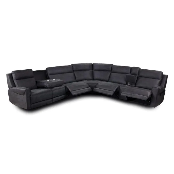 Modular Reclining Sectional with Fold-Down Seat, Console, Cup Holders and USB Ports - 7 pcs Dark Grey Online