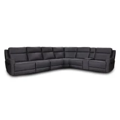Modular Reclining Sectional with Fold-Down Seat, Console, Cup Holders and USB Ports - 7 pcs Dark Grey Online