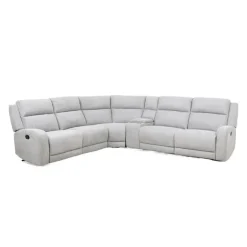 Modular Reclining Sectional and Console with Storage and Cup Holders - 6 pcs Grey