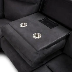 Modular Reclining Sectional with Fold-Down Seat, Chaise with Storage and Console - 6 pcs Dark Grey Best