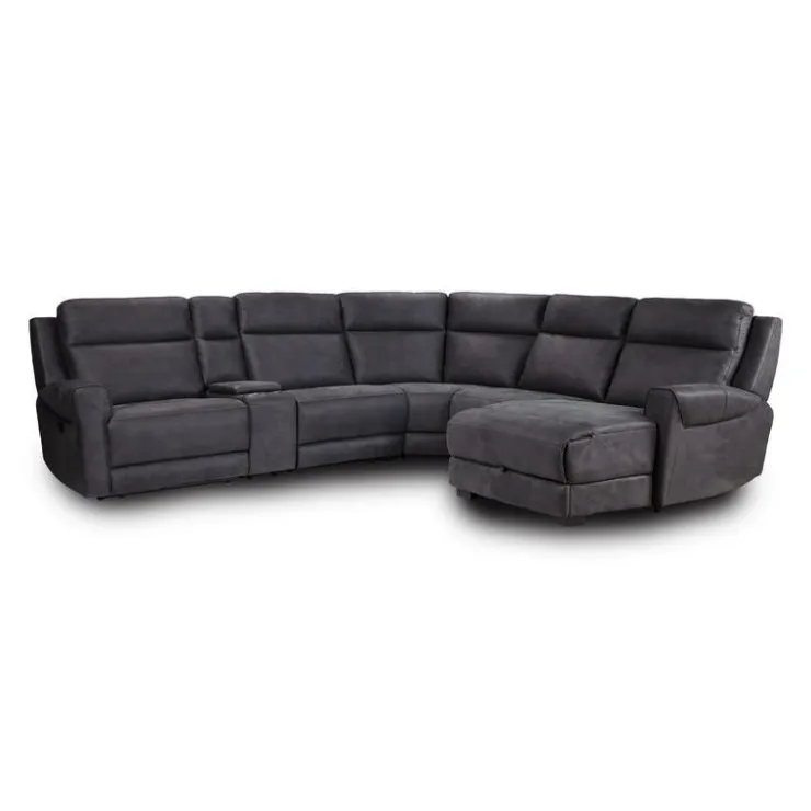 Modular Reclining Sectional with Fold-Down Seat, Chaise with Storage and Console - 6 pcs Dark Grey Best
