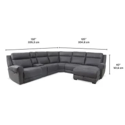 Modular Reclining Sectional with Fold-Down Seat, Chaise with Storage and Console - 6 pcs Dark Grey Best