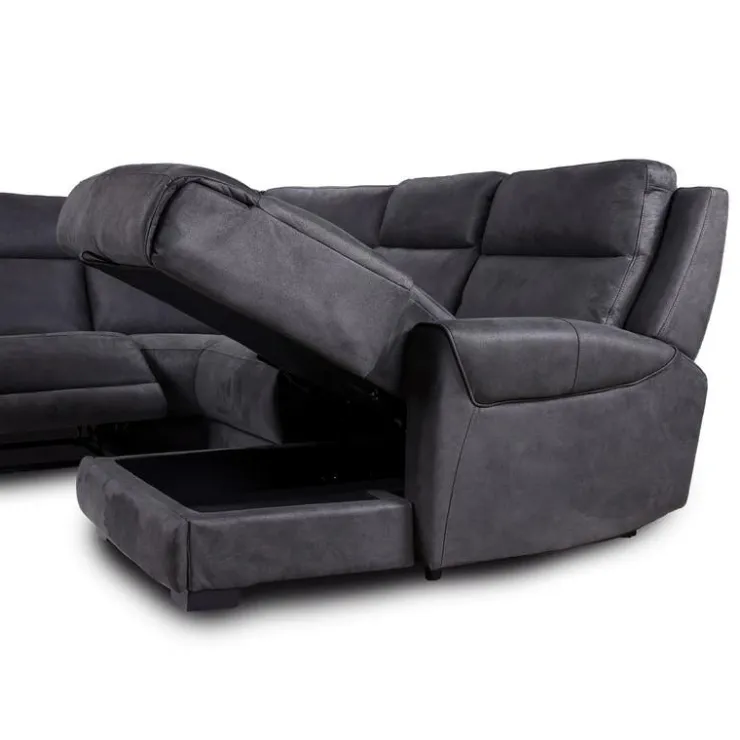 Modular Reclining Sectional with Fold-Down Seat, Chaise with Storage and Console - 6 pcs Dark Grey Best