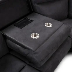 Modular Reclining Sectional, Fold-Down Seats, Chaise  with Storage, Console with Cup Holders, and USB/USB-C Ports - 6 pcs Dark Grey Online