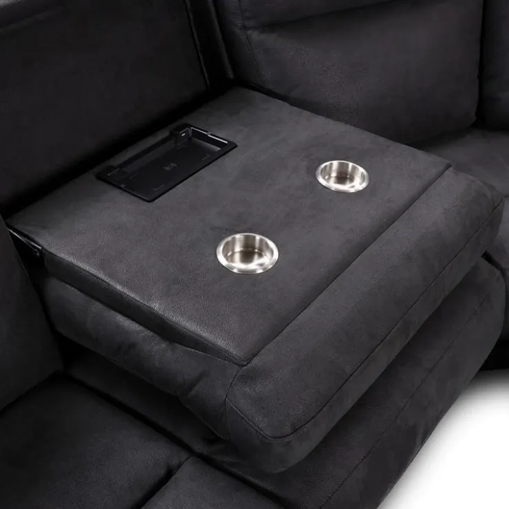Modular Reclining Sectional, Fold-Down Seats, Chaise with Storage, Console with Cup Holders, and USB/USB-C Ports - 6 pcs Dark Grey Online
