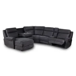 Modular Reclining Sectional, Fold-Down Seats, Chaise with Storage, Console with Cup Holders, and USB/USB-C Ports - 6 pcs Dark Grey Online