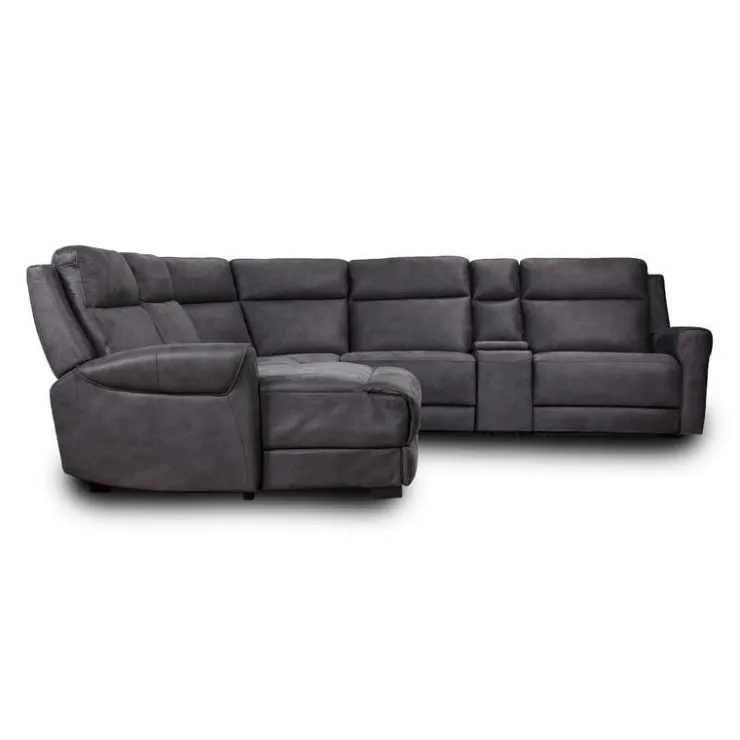 Modular Reclining Sectional, Fold-Down Seats, Chaise with Storage, Console with Cup Holders, and USB/USB-C Ports - 6 pcs Dark Grey Online
