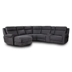 Modular Reclining Sectional, Fold-Down Seats, Chaise with Storage, Console with Cup Holders, and USB/USB-C Ports - 6 pcs Dark Grey Online