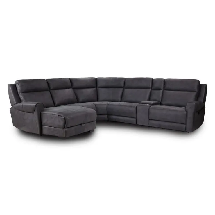Modular Reclining Sectional, Fold-Down Seats, Chaise with Storage, Console with Cup Holders, and USB/USB-C Ports - 6 pcs Dark Grey Online