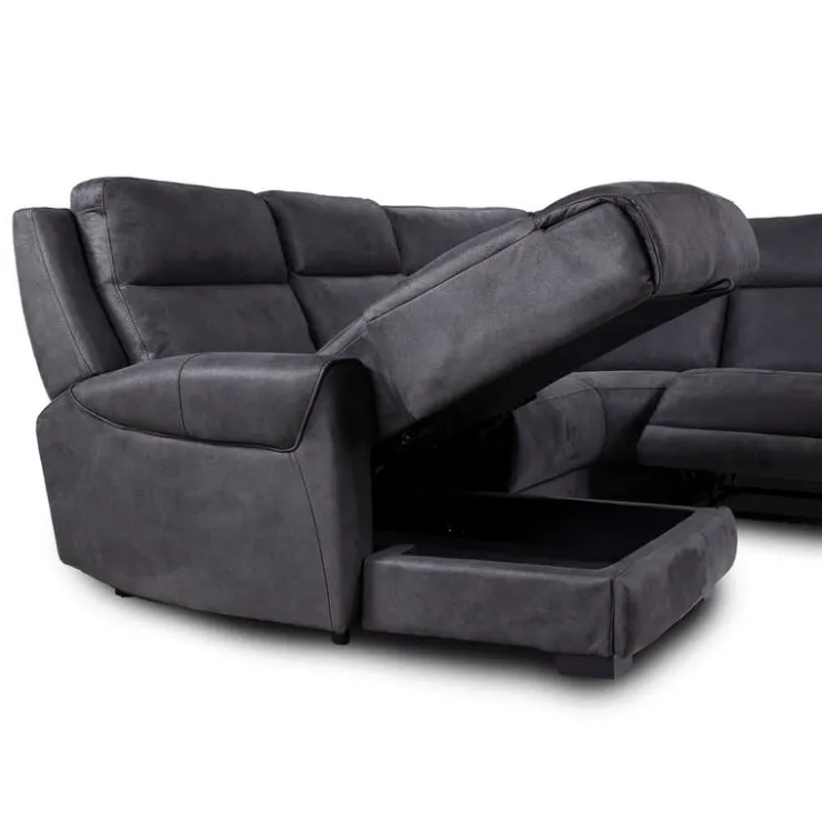 Modular Reclining Sectional with Fold-Down Seat, Chaise with Storage and Console - 6 pcs Dark Grey Online