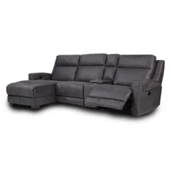 Modular Reclining Sectional, Fold-Down Seat, Chaise with Storage, Console with Cup Holders, and USB/USB-C Ports - 4 pcs Dark Grey Clearance