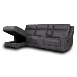 Modular Reclining Sectional, Fold-Down Seat, Chaise with Storage, Console with Cup Holders, and USB/USB-C Ports - 4 pcs Dark Grey Clearance
