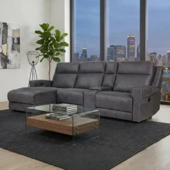 Modular Reclining Sectional, Fold-Down Seat, Chaise with Storage, Console with Cup Holders, and USB/USB-C Ports - 4 pcs Dark Grey Clearance
