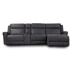 Modular Reclining Sectional, Fold-Down Seat, Chaise with Storage, Console with Cup Holders, and USB/USB-C Ports - 4 pcs Dark Grey New