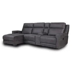 Modular Reclining Sectional, Chaise with Storage, Console with Cup Holders and USB/USB-C Ports - 4 pcs Dark Grey Clearance