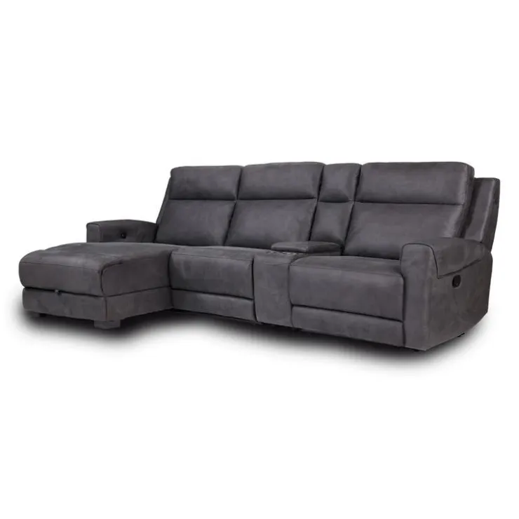Modular Reclining Sectional, Chaise with Storage, Console with Cup Holders and USB/USB-C Ports - 4 pcs Dark Grey Clearance