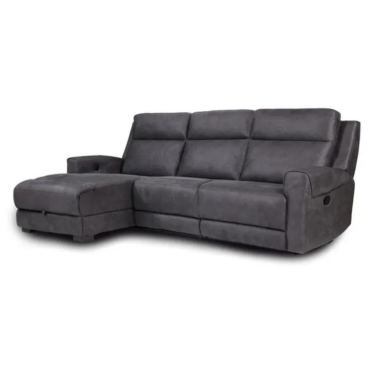 Modular Reclining Sectional and Chaise with Storage - 3 pcs Dark Grey Sale
