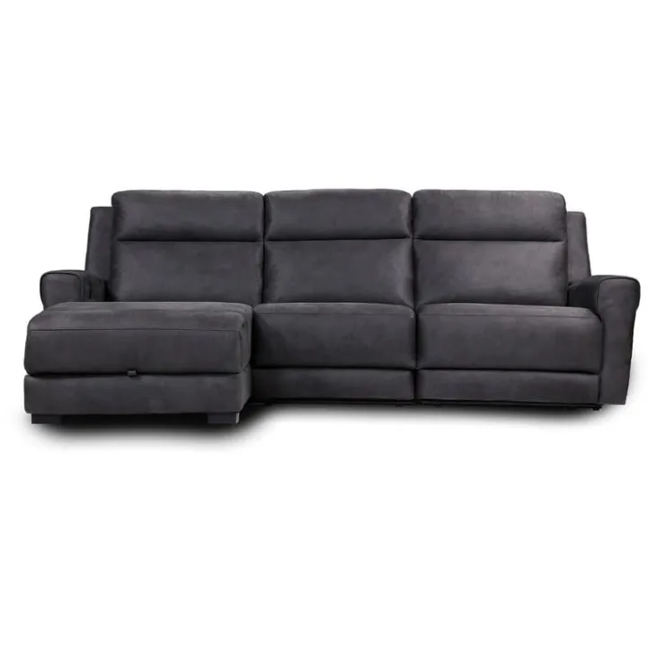 Modular Reclining Sectional and Chaise with Storage - 3 pcs Dark Grey Sale