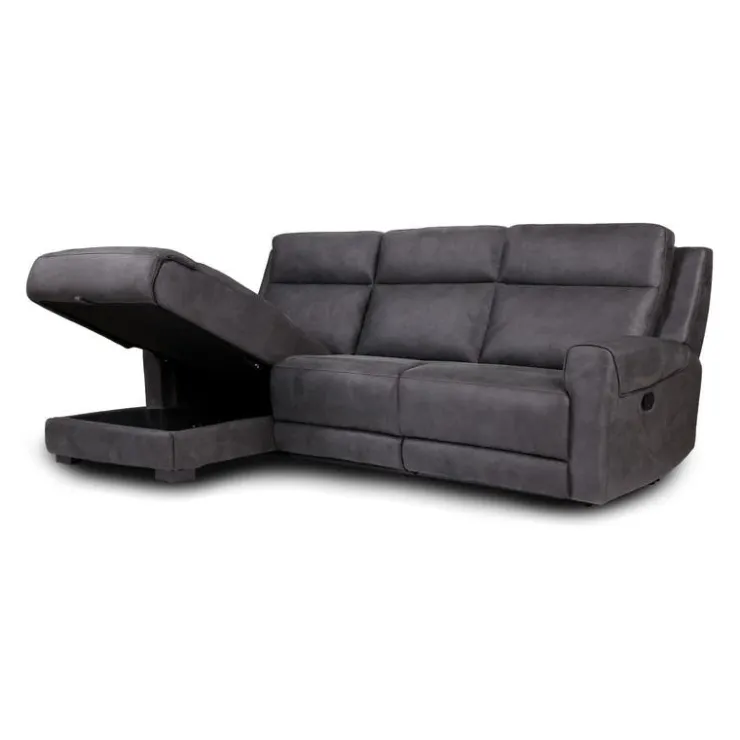 Modular Reclining Sectional and Chaise with Storage - 3 pcs Dark Grey Sale