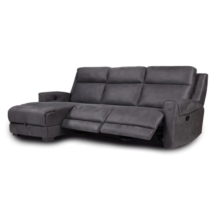 Modular Reclining Sectional and Chaise with Storage - 3 pcs Dark Grey Sale