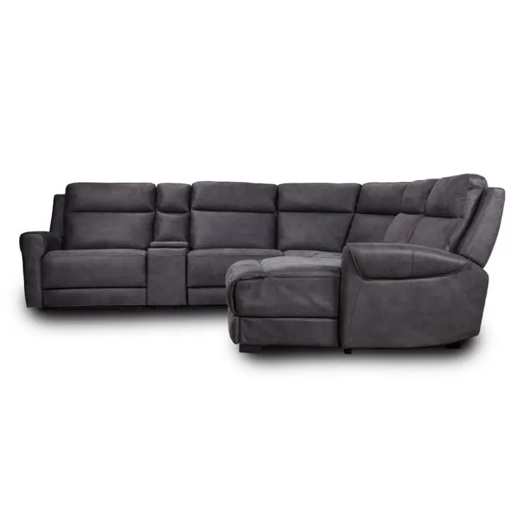 Modular Reclining Sectional, Fold-Down Seats, Chaise with Storage, Console with Cup Holders, and USB/USB-C Ports - 6 pcs Dark Grey Online