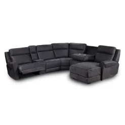 Modular Reclining Sectional, Fold-Down Seats, Chaise with Storage, Console with Cup Holders, and USB/USB-C Ports - 6 pcs Dark Grey Online