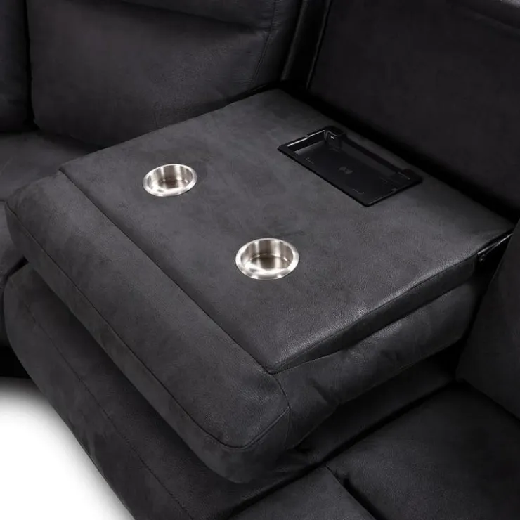 Modular Reclining Sectional, Fold-Down Seats, Chaise with Storage, Console with Cup Holders, and USB/USB-C Ports - 6 pcs Dark Grey Online