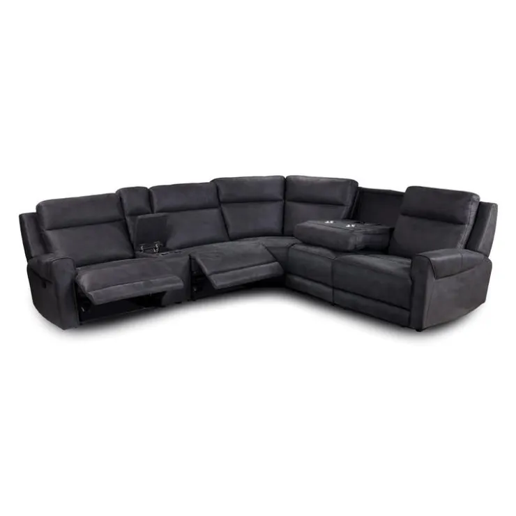 Modular Reclining Sectional with Fold-Down Seat, Console, Cup Holders and USB Ports - 6 pcs Dark Grey Sale