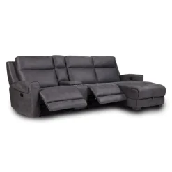 Modular Reclining Sectional, Chaise with Storage, Console with Cup Holders and USB/USB-C Ports - 4 pcs Dark Grey Sale