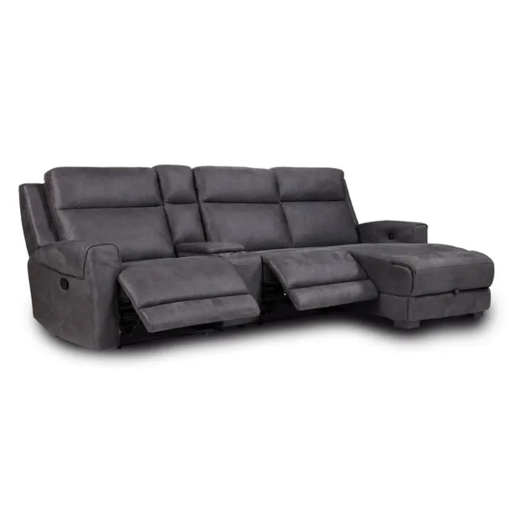 Modular Reclining Sectional, Chaise with Storage, Console with Cup Holders and USB/USB-C Ports - 4 pcs Dark Grey Sale
