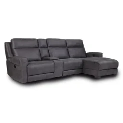 Modular Reclining Sectional, Chaise with Storage, Console with Cup Holders and USB/USB-C Ports - 4 pcs Dark Grey Sale