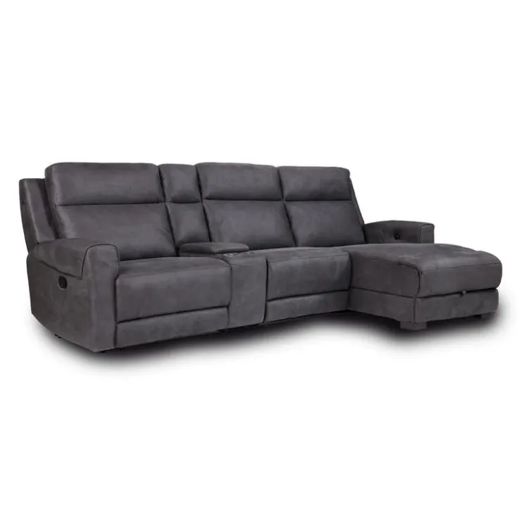 Modular Reclining Sectional, Chaise with Storage, Console with Cup Holders and USB/USB-C Ports - 4 pcs Dark Grey Sale