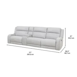 Modular Reclining Sofa and Console with Storage and Cup Holders - 4 pcs Beige Outlet