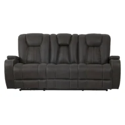 Modular Reclining Sofa with Drop-Down Backrest and Cup Holders - 3 pcs Grey/Black Outlet