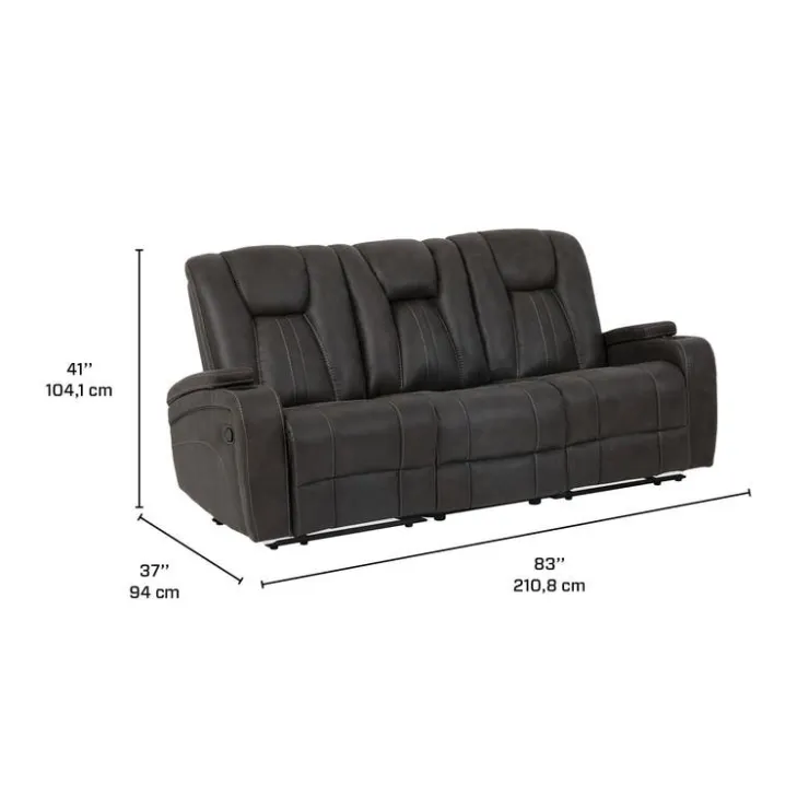 Modular Reclining Sofa with Drop-Down Backrest and Cup Holders - 3 pcs Grey/Black Outlet