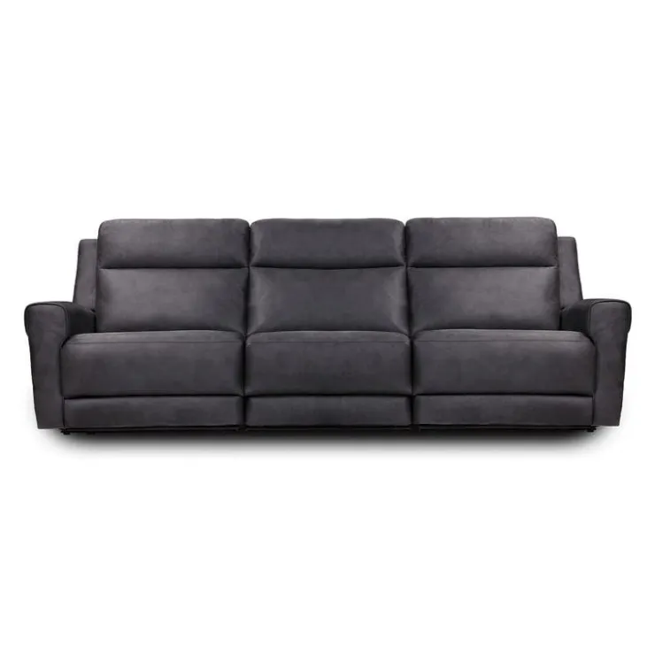 Modular Reclining Sofa with Fold-Down Seat, Cup Holders, USB/USB-C Ports and Wireless Charger - 3 pcs Dark Grey