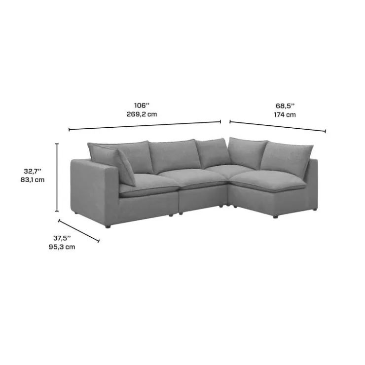 Modular Sectional - 4 pcs Grey