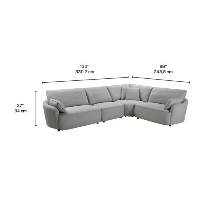 Modular Sectional - 4 pcs Light Grey Discount