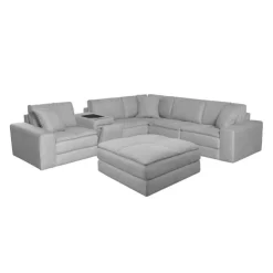 Modular Sectional, Console with Integrated Sound System and Ottoman – 6 pcs Grey Sale